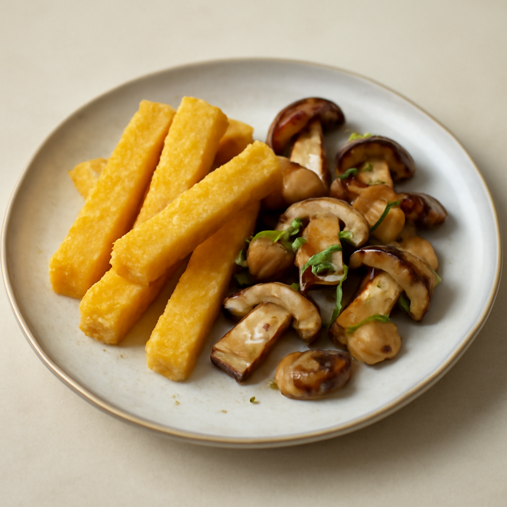 Polenta fritta con funghi porcini