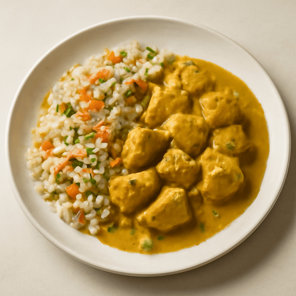 pollo al curry con riso pilaf