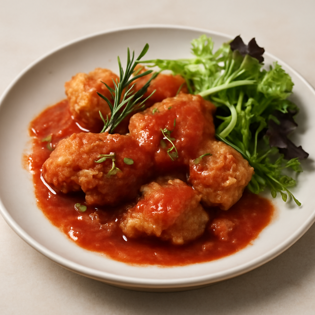 Pollo fritto con agrodolce al pomodoro