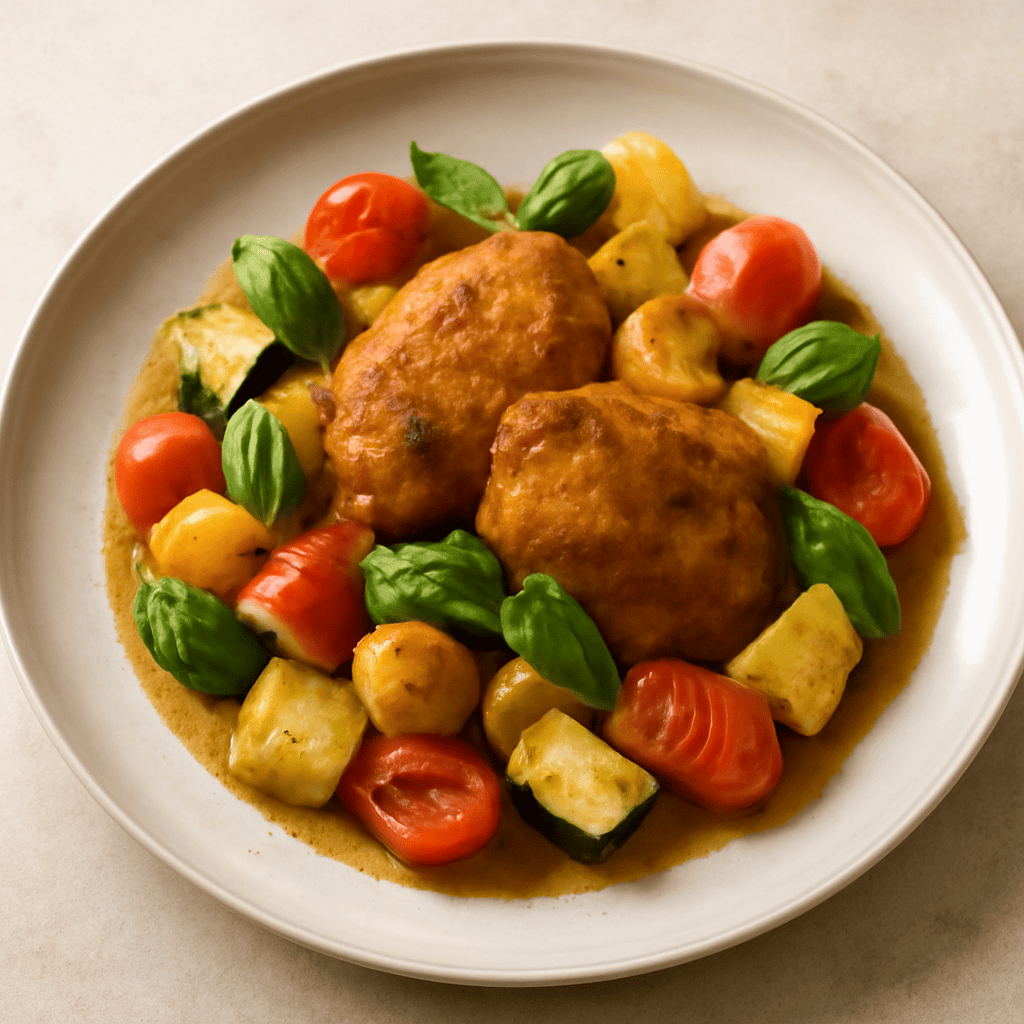 Pollo fritto con mix di verdure