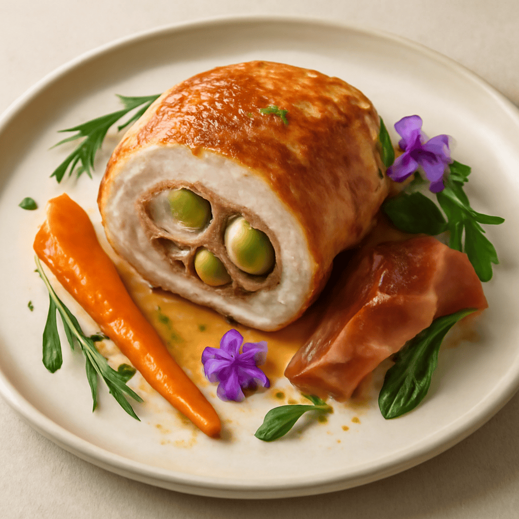 Pollo ripieno con olive verdi e profumi di malva