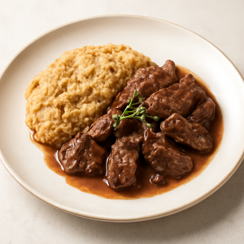 Polmone bianco di vitello con polenta taragna