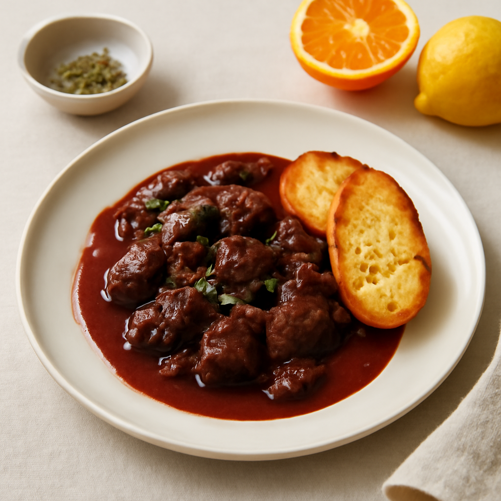 Polpa di capriolo in salsa di vino rosso