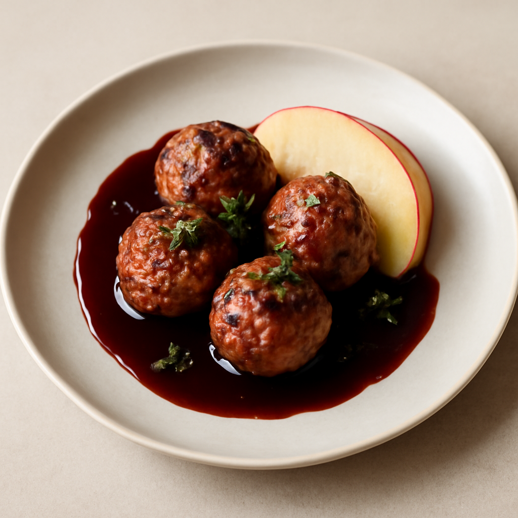 Polpette con riduzione al vino rosso