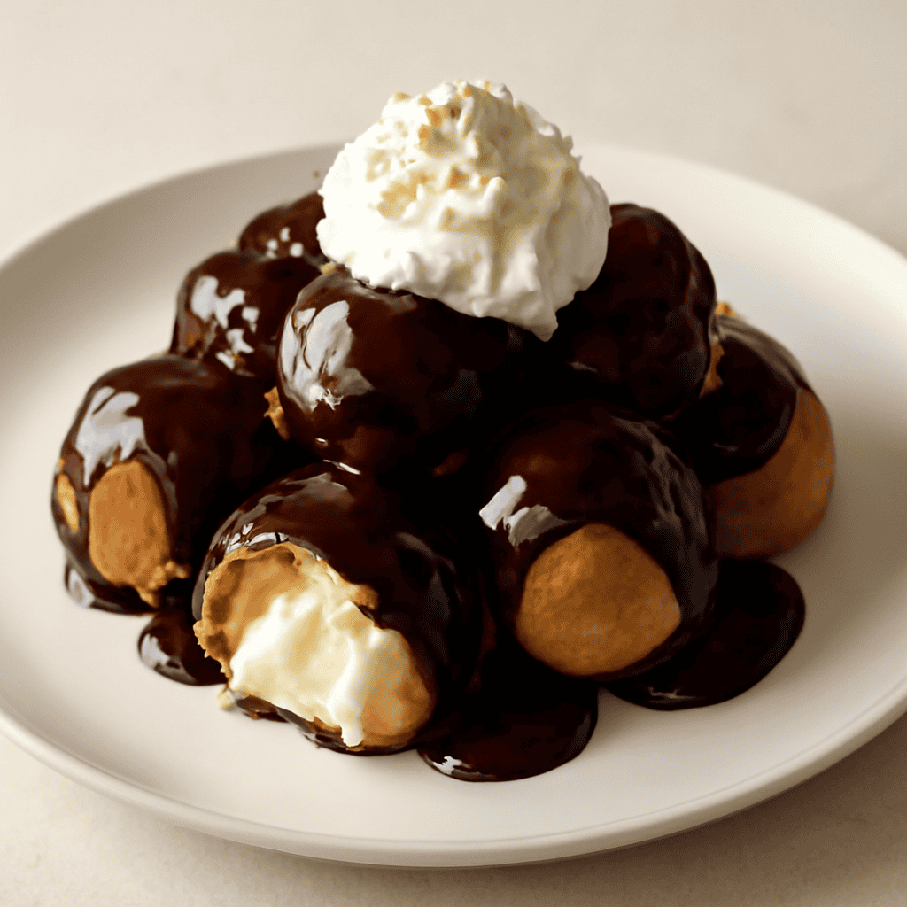 Profitterol con ripieno di crema pasticcera