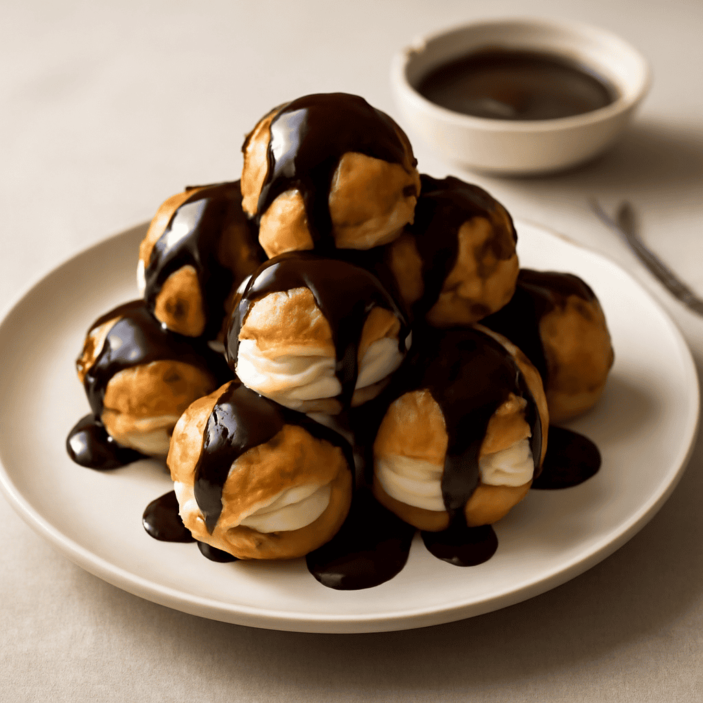 Profitteroles con crema al mascarpone aromatizzata al caffè