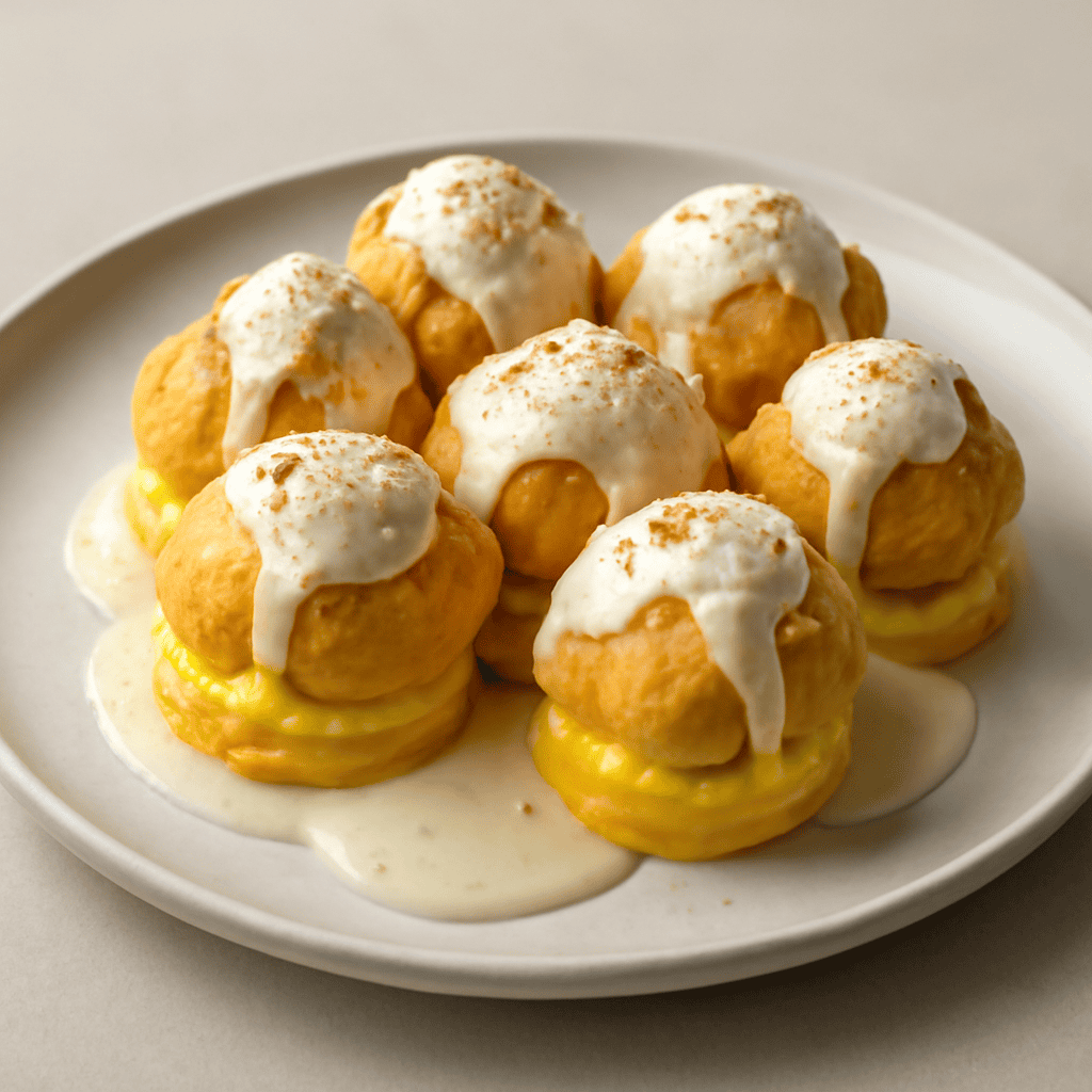 Profitteroles salato con crema allo zafferano