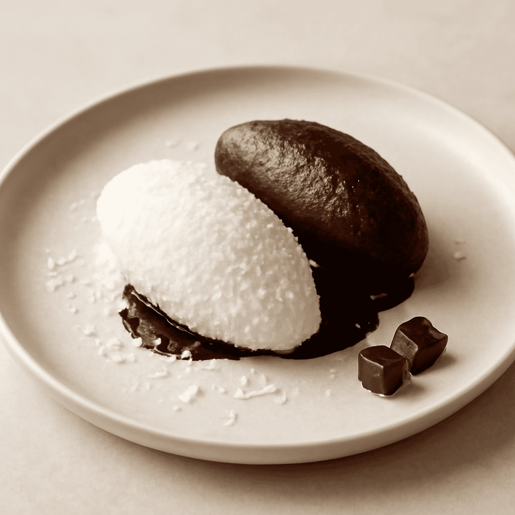 Quenelle di cocco e cioccolato