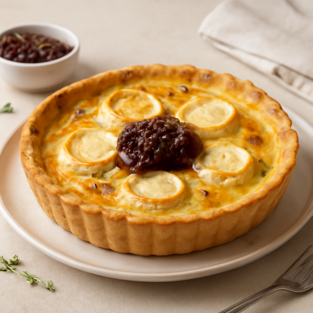Quiche con formaggio di capra e marmellata di cipolle rosse