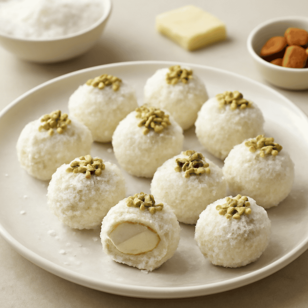 Raffaello con ganache di cioccolato bianco