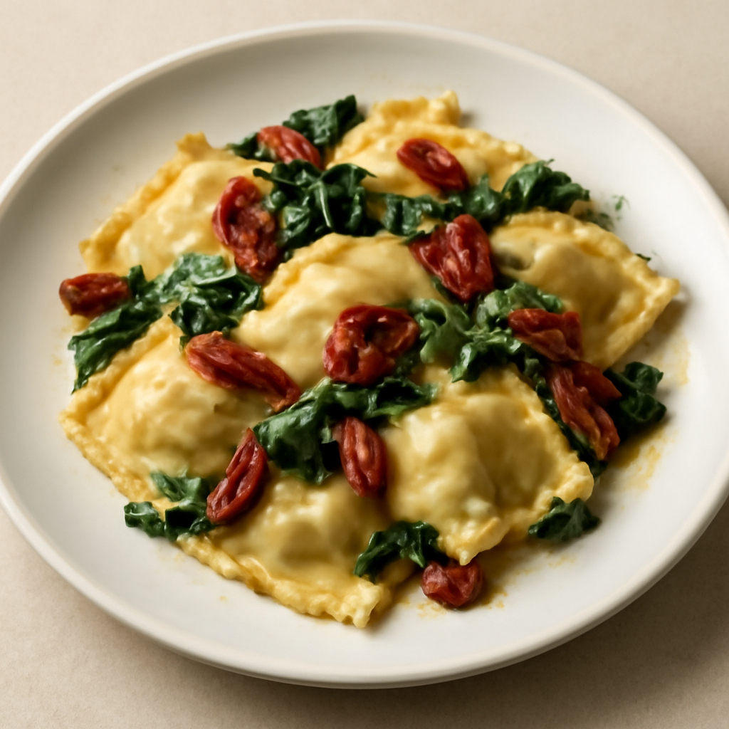 Ravioli ai pomodori secchi spinaci ed emmental
