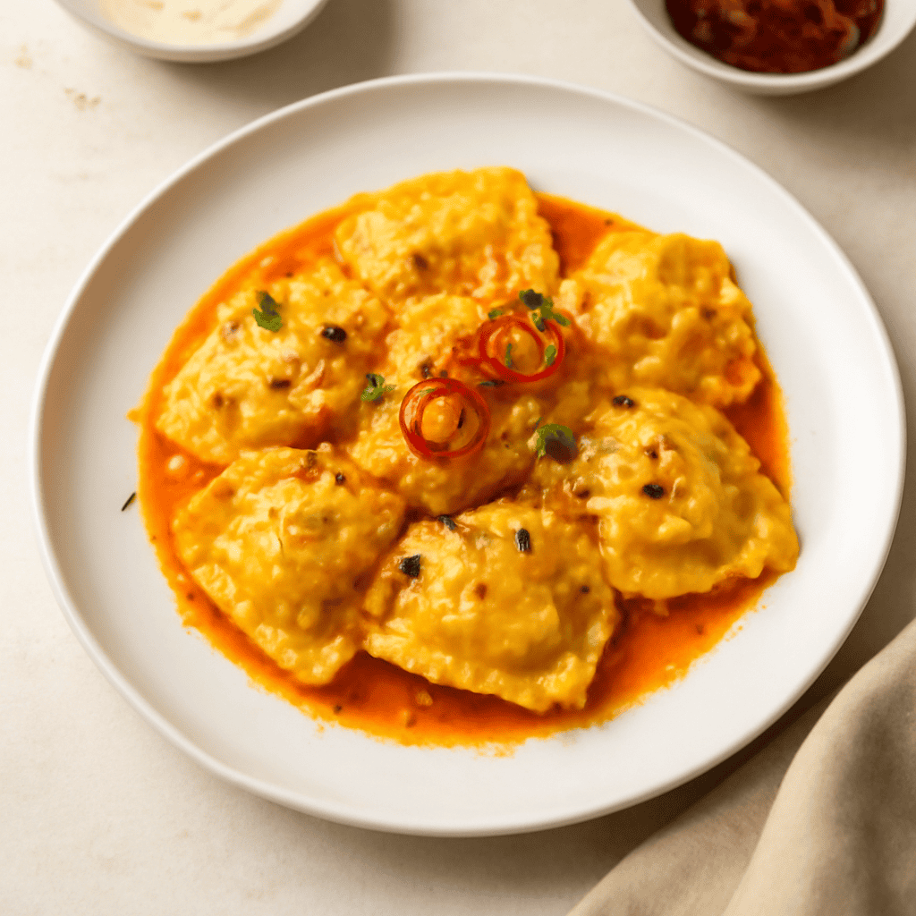 Ravioli alla diavola e zafferano