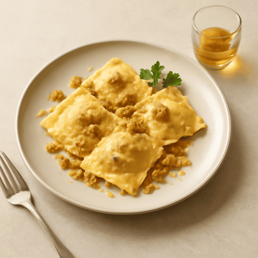 Ravioli alle noci e liquore Al mandarino