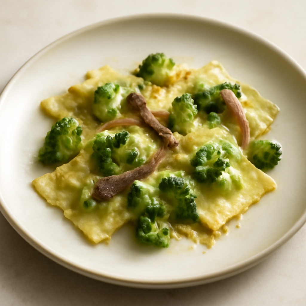 ravioli di broccoli al profumo di alici.