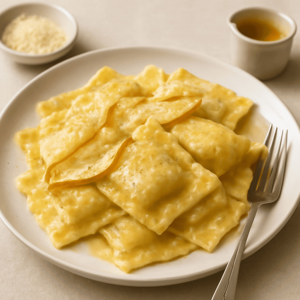 ravioli di pecorino e pere.