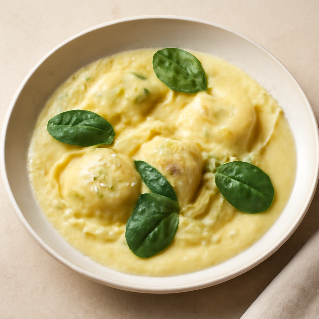 Ravioli Ricotta e Spinaci su Vellutata