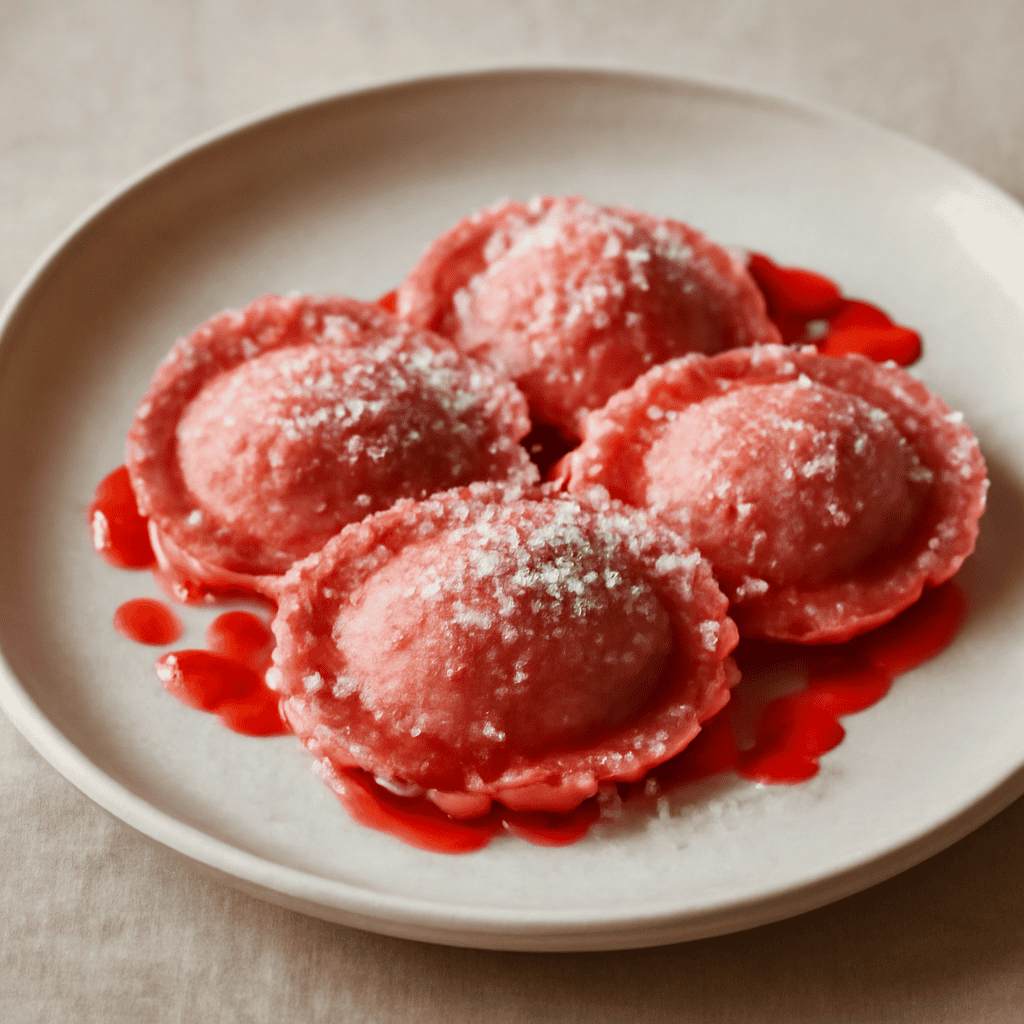 RAVIOLONI DOLCI CON RICOTTA E ALCHERMES: