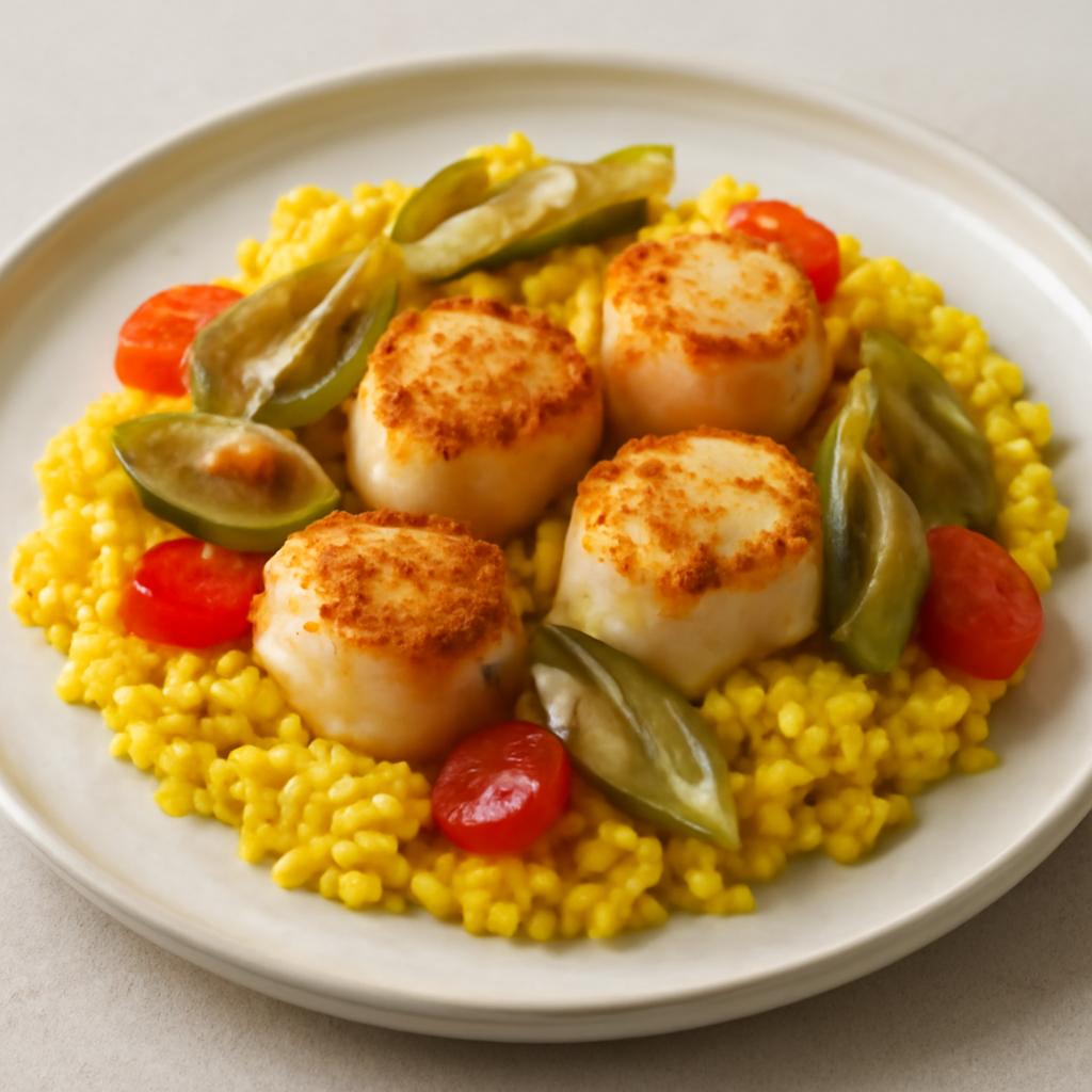Riso ai carciofi e capesante aromatizzato allo zafferano 2