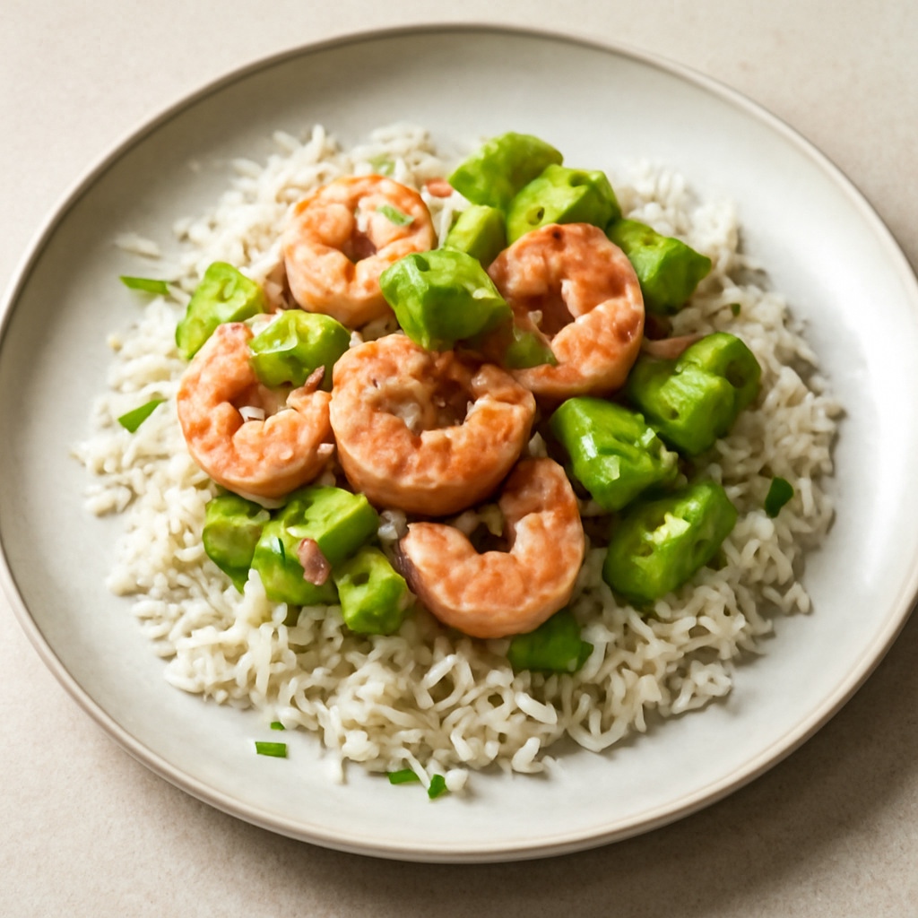 Riso basmati all’avocado e gamberi