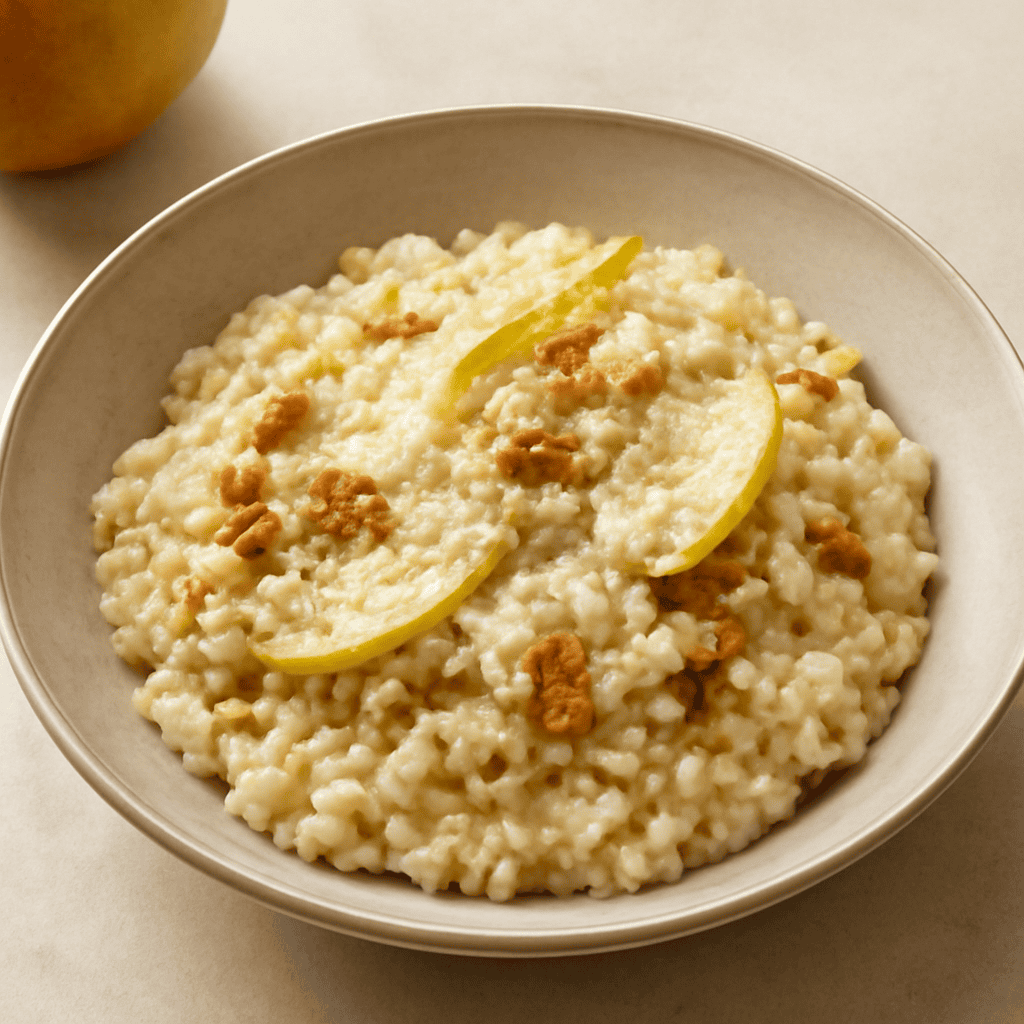 Riso con pere, noci e pecorino