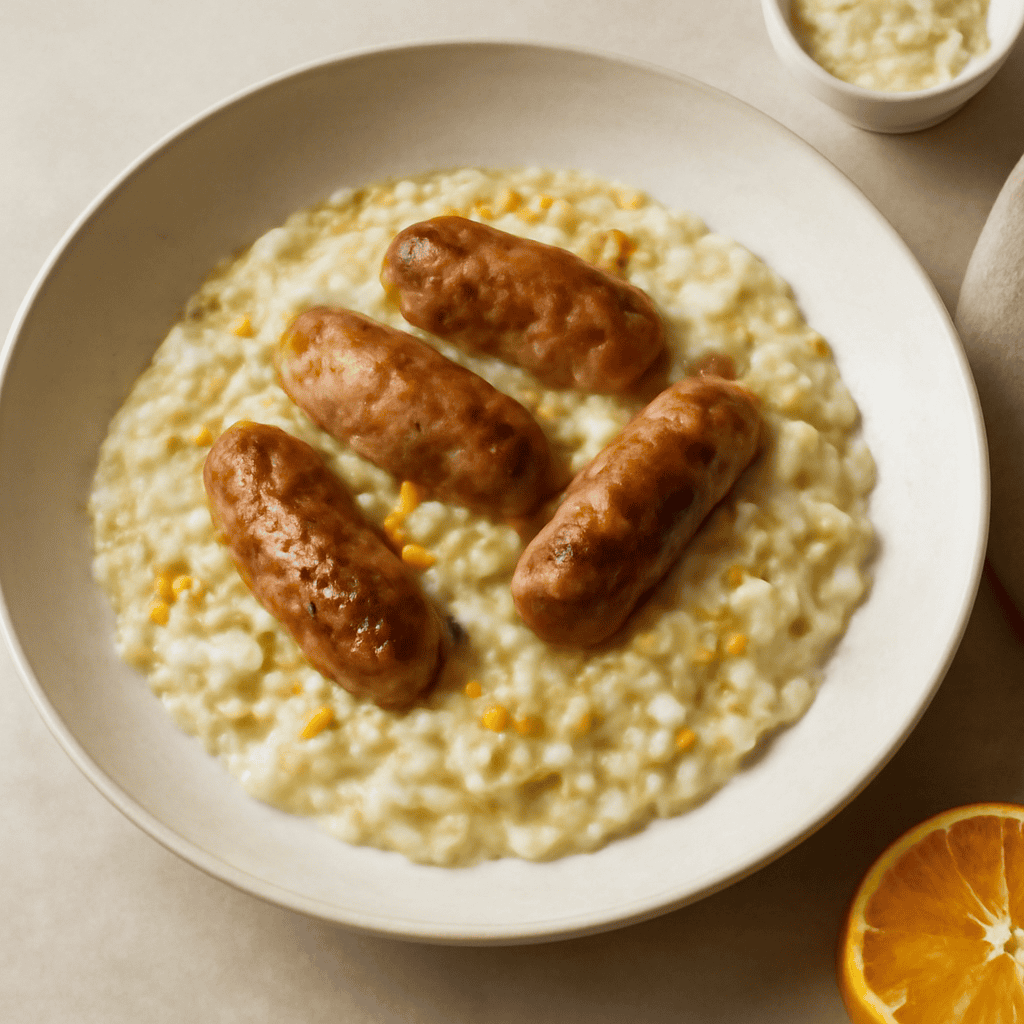 Risotto al gorgonzola e salsiccia al profumo di arancia