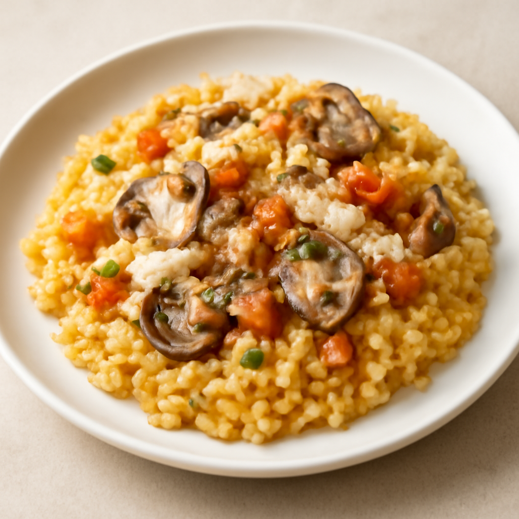 Risotto alla zucca con funghi e taleggio