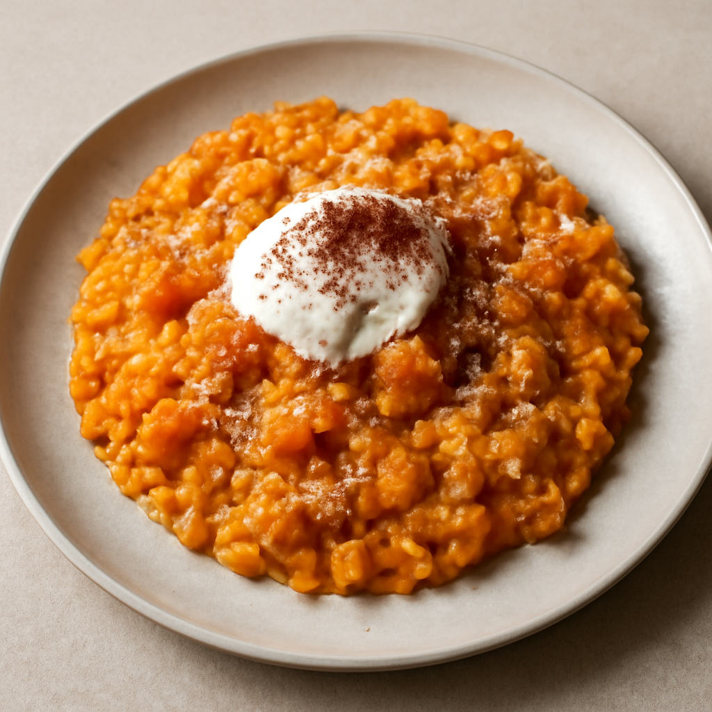 Risotto alla zucca panna acida e cacao