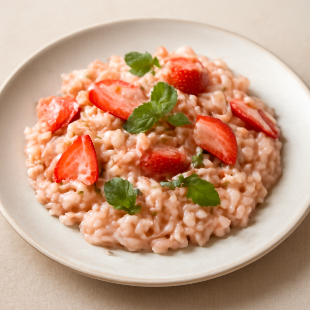 Risotto alle fragole con lime e menta