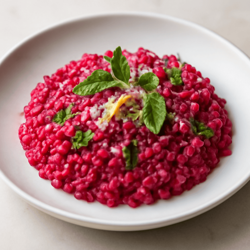 Risotto alle rape rosse e mentuccia