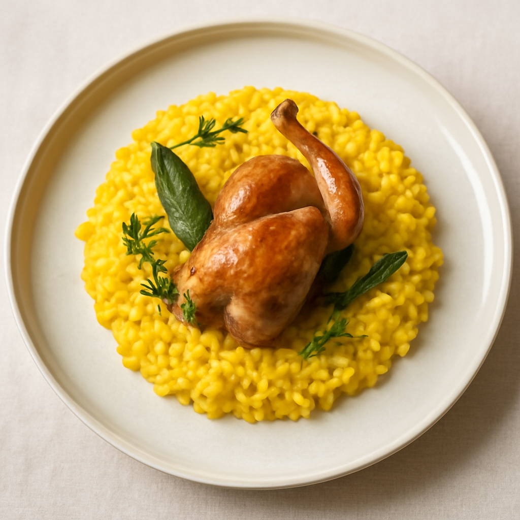 Risotto allo zafferano e quaglia