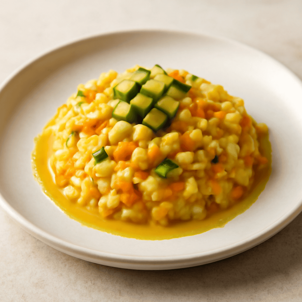 Risotto carote, zucchine e gocce di zafferano