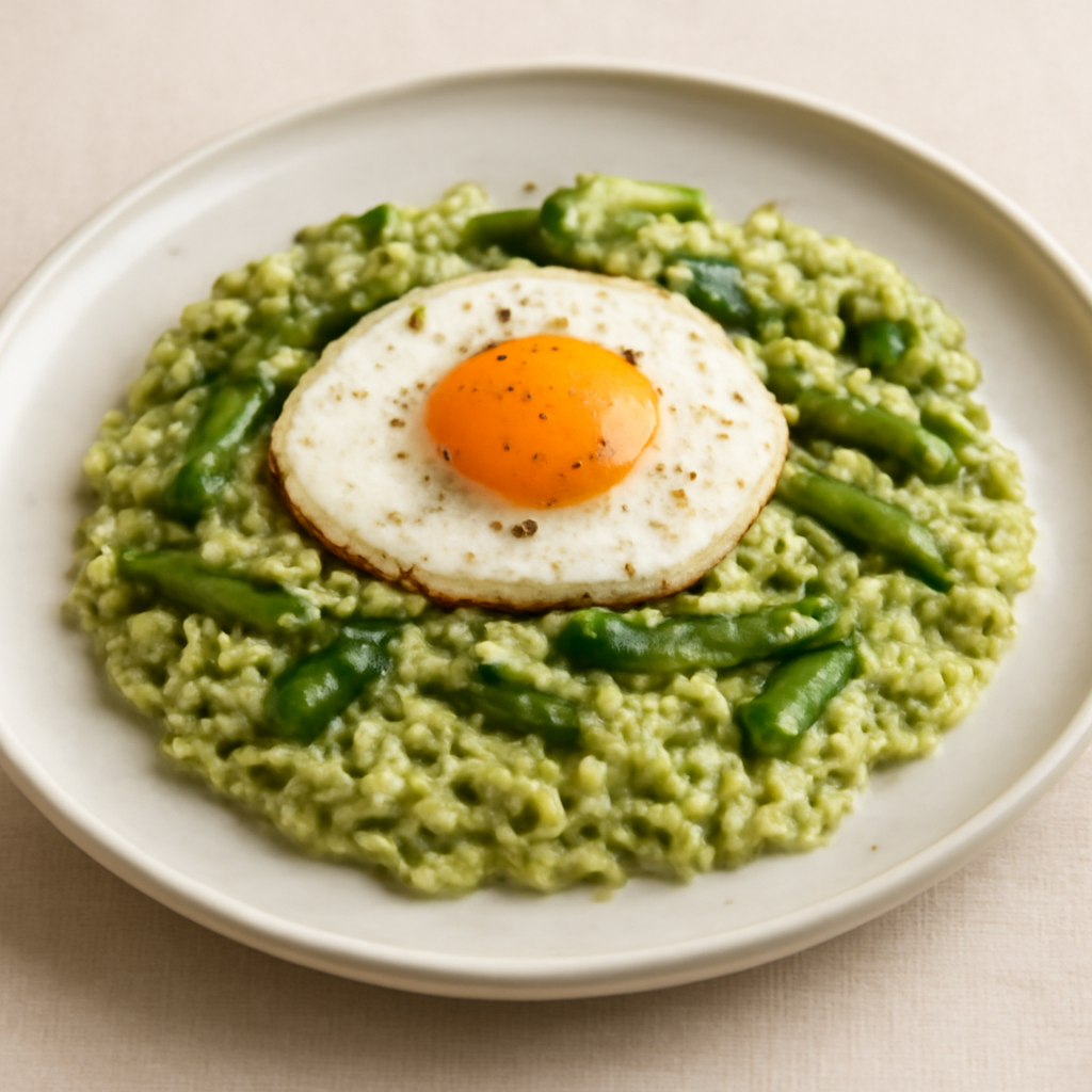 Risotto con asparagi e tuorlo d’uovo fritto