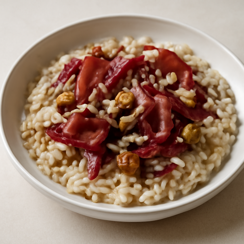 Risotto radicchio, bresaola e noci