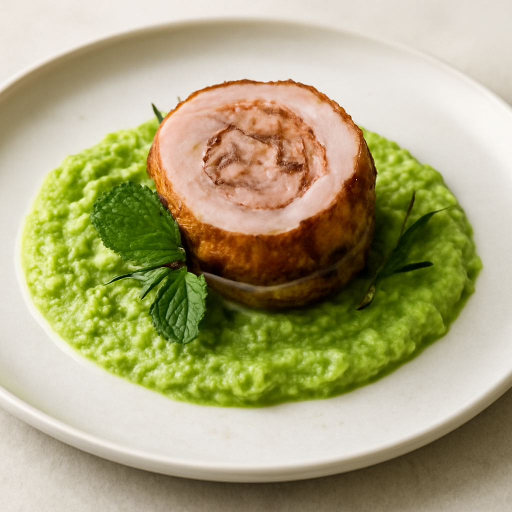 ROLLE’ D’ARISTA RIPIENA SU CREMA DI ZUCCHINE E MENTA