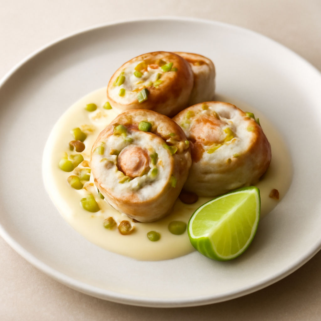 Rollè di pollo con gambero e pistacchi