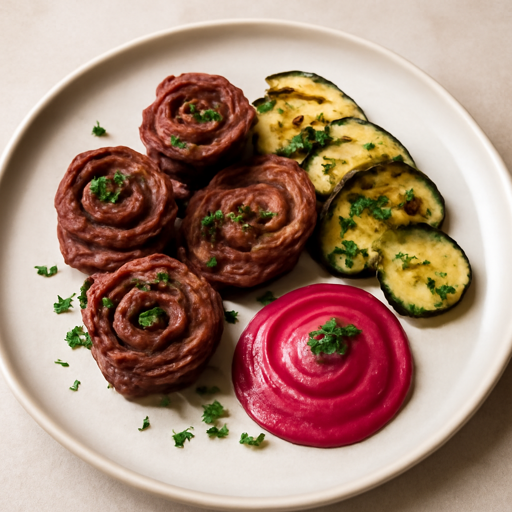 roselline di manzo con verdure e maionese di rapa rossa