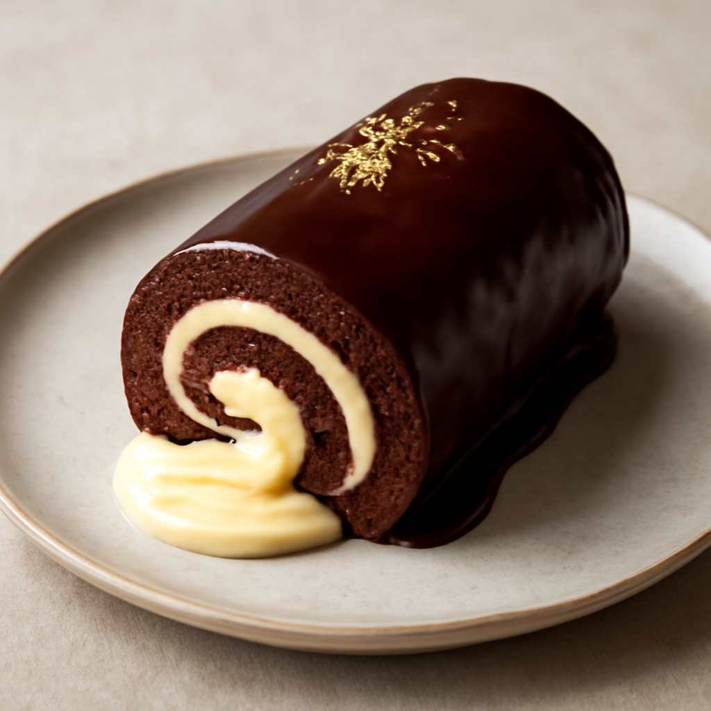 Rotolo con crema e ganache