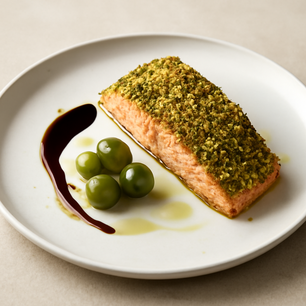 Salmone in crosta di pistacchi