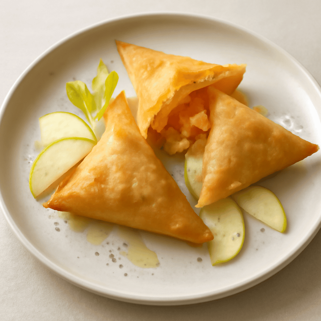 Samosas di scampi con mele