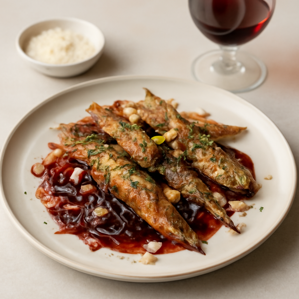 Sarde fritte al vino rosso