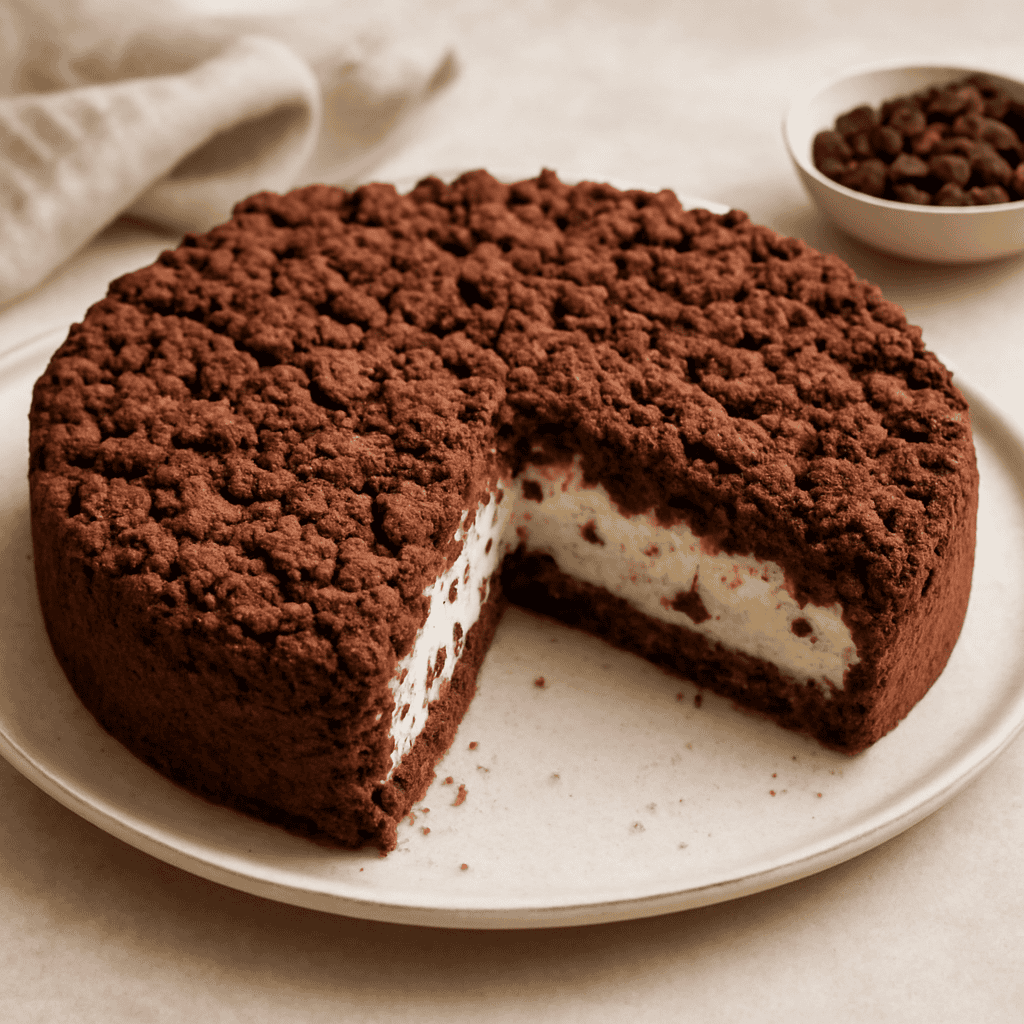 Sbriciolata al cacao con goccie di cioccolato e ricotta