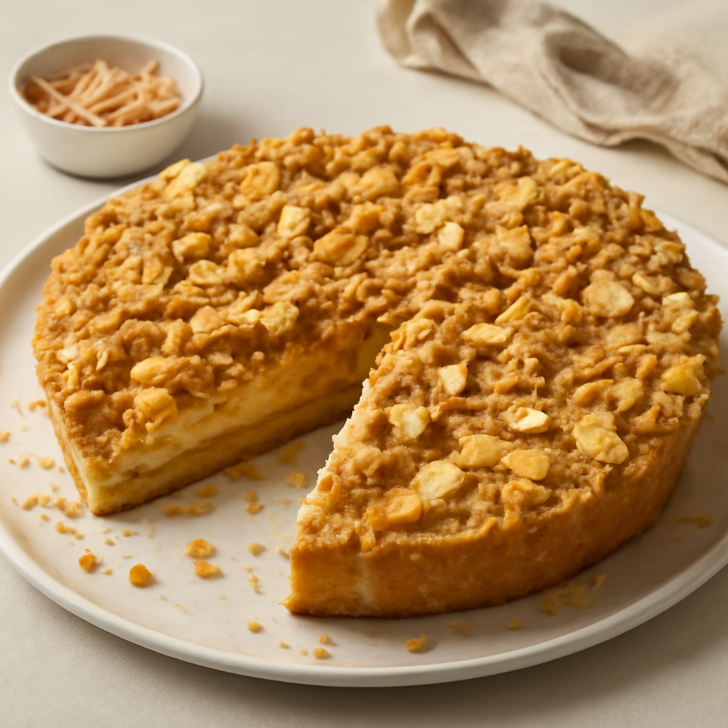 Sbriciolata con crema, mele e mandorle