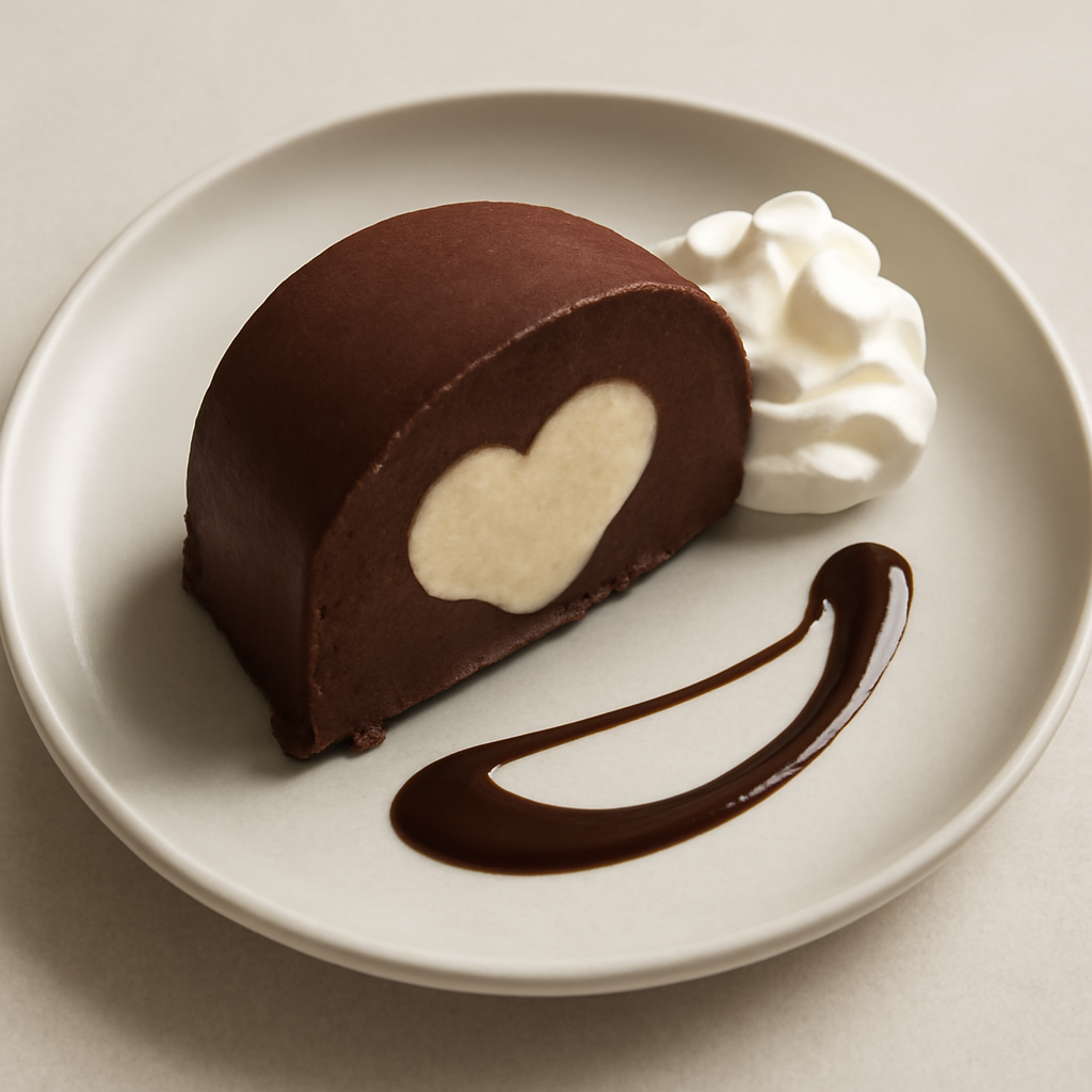 SEMIFREDDO AL CIOCCOLATO FONDENTE CON CUORE DI SEMIFREDDO BIANCO