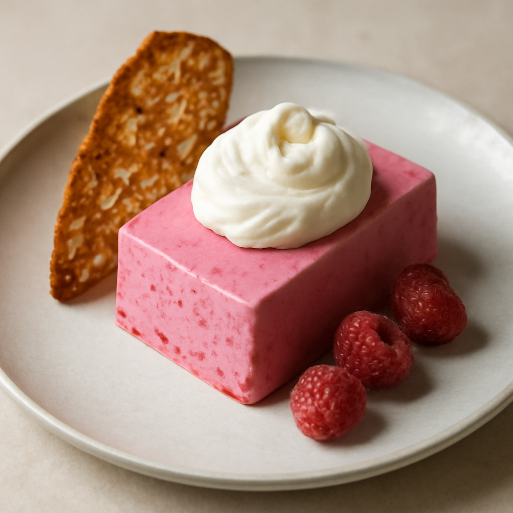 Semifreddo al lampone e biscotto alle mandorle