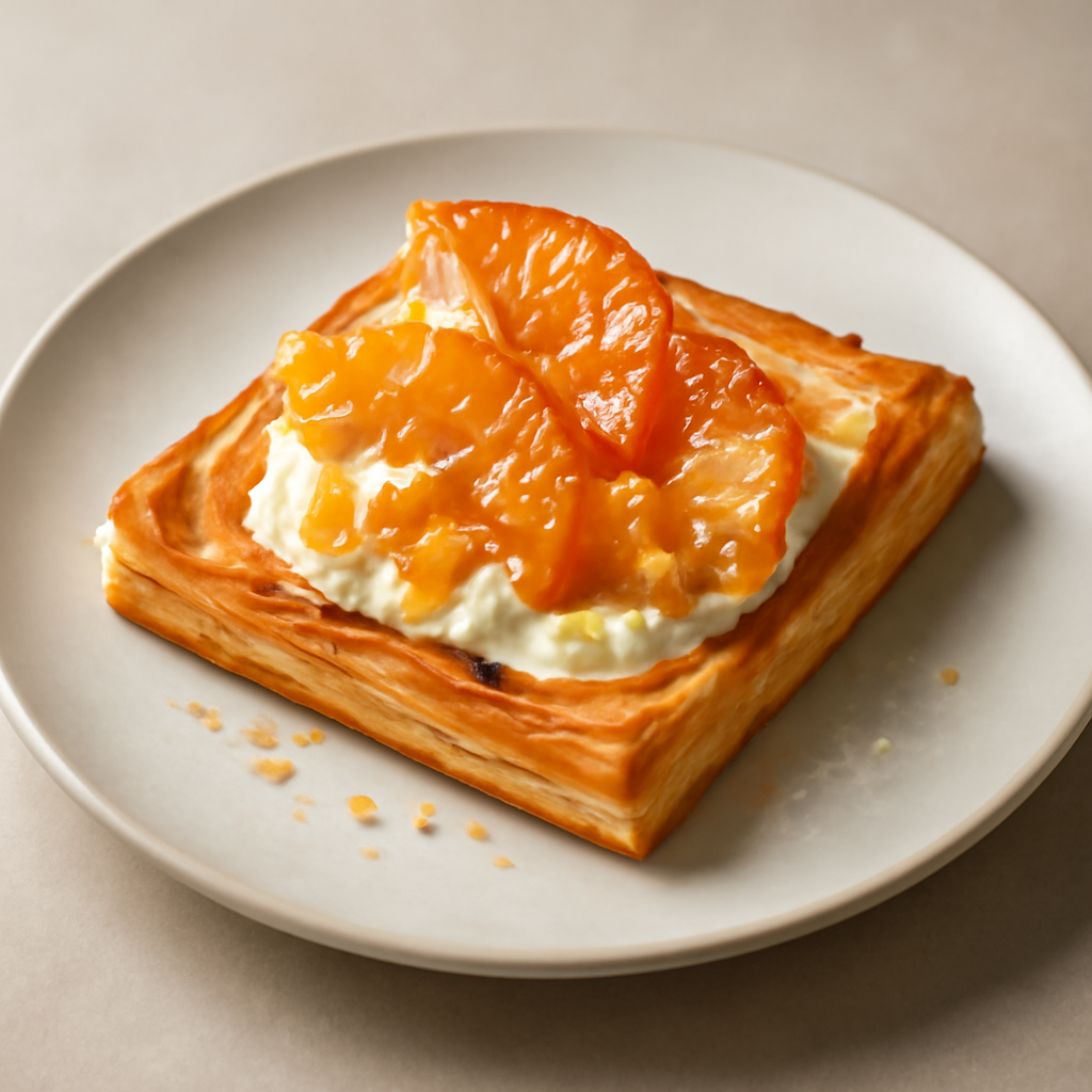 Sfoglia con crema di ricotta e mandarino candito
