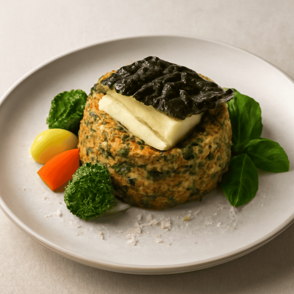 Sformato di quinoa e brie con alghe nori