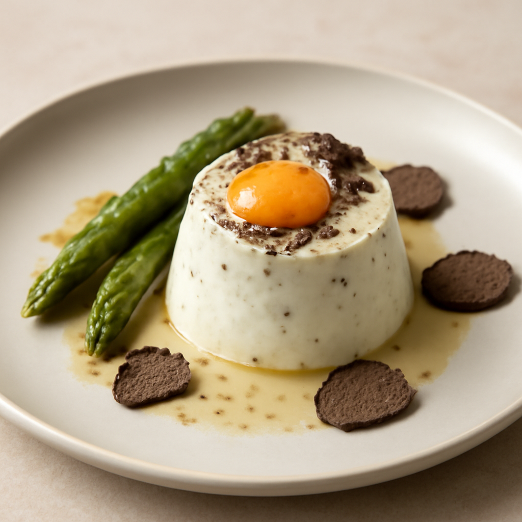 Sformato di ricotta al tartufo e uovo di quaglia