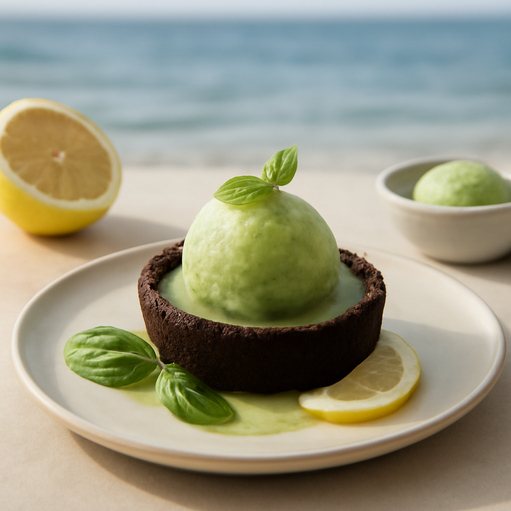 Sorbetto limone e basilico in riva al mare