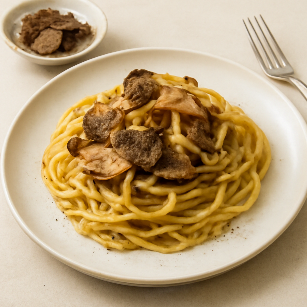 Spaghetti alla chitarra con porcini e tartufo
