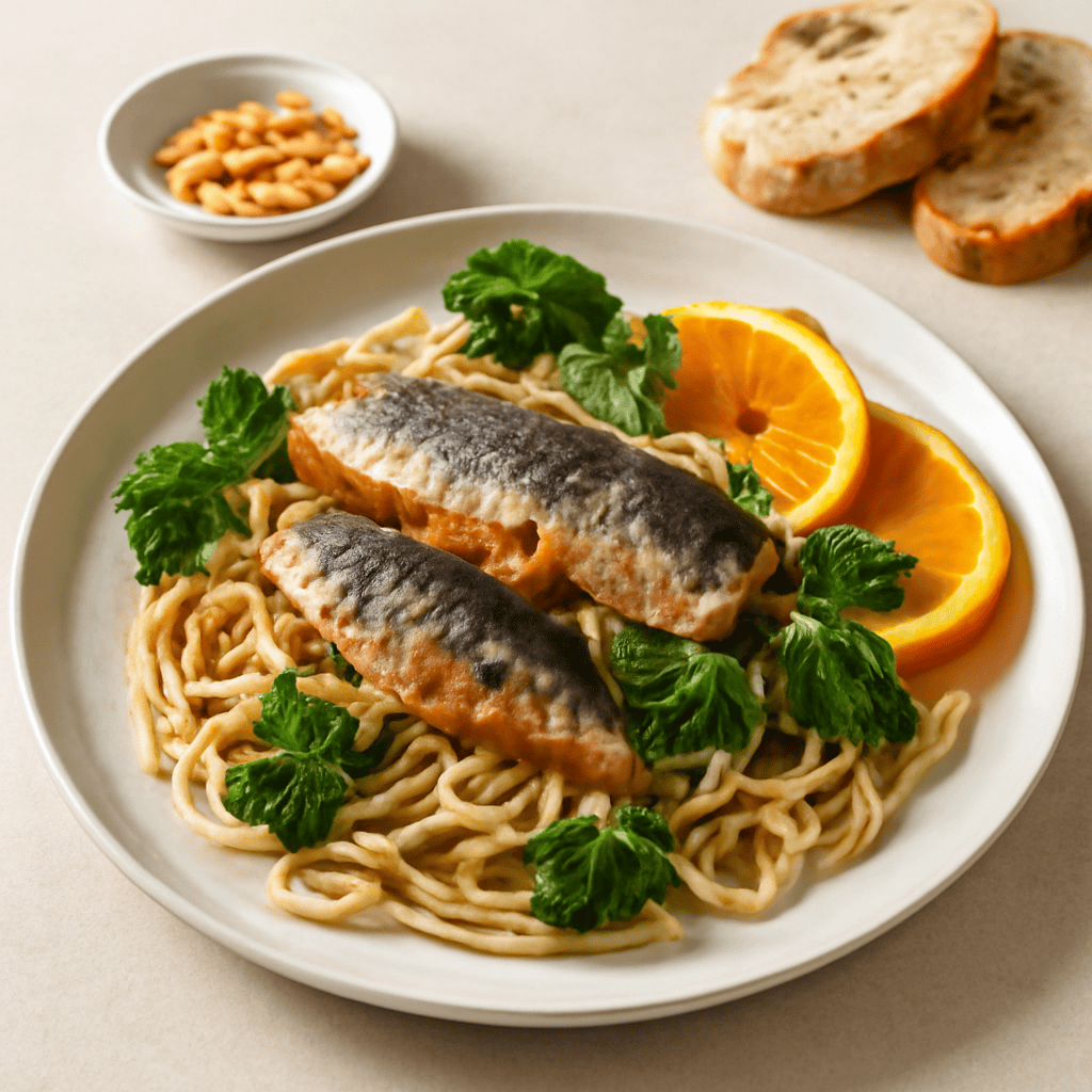 Spaghetti broccoli e sarde all’arancia